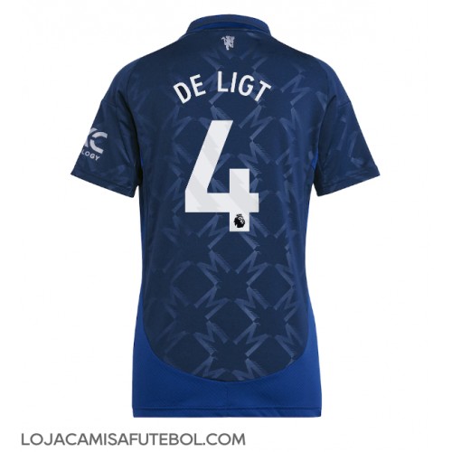 Camisa de Futebol Manchester United Matthijs de Ligt #4 Equipamento Secundário Mulheres 2024-25 Manga Curta